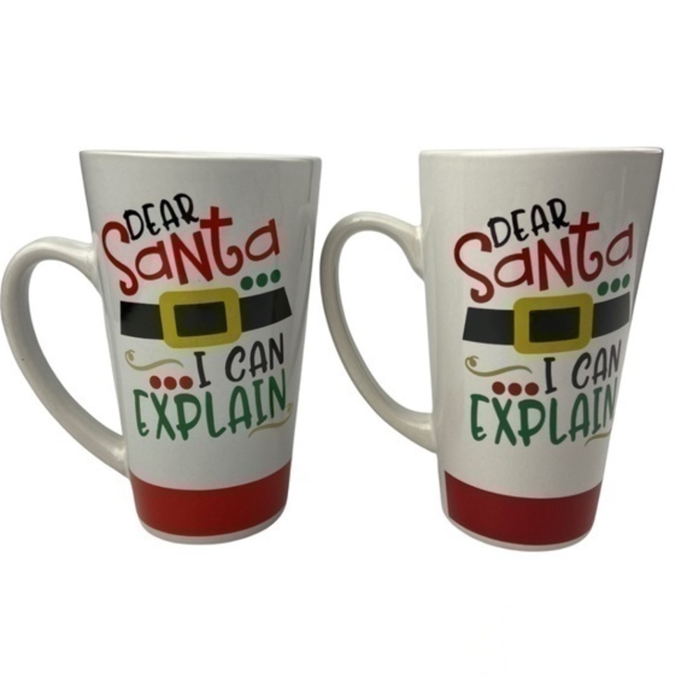 2 Ceramic Coffee Mug Tea Cups Dear Santa I Can Explain Holiday‎ Christmas